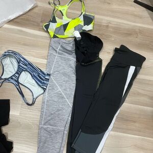 GAP Gray and Black Striped Leggings BUNDLE